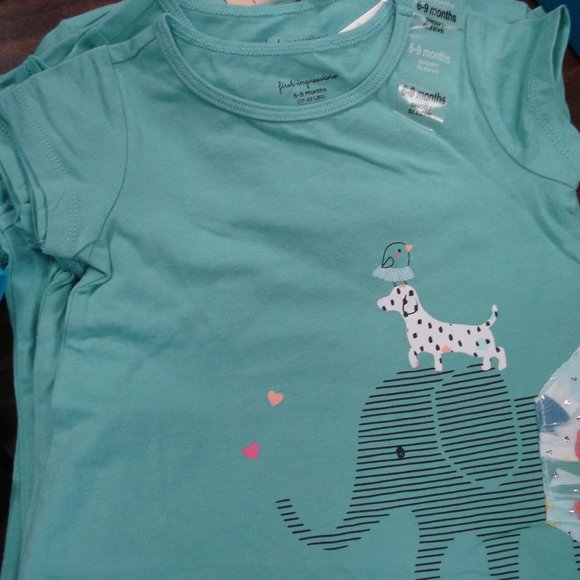 3/$25 First Impressions Crew Neck T-Shirt. Green with Elephant graphic - Picture 2 of 3